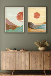 Wallity Huhu154 Pintura Decorativa Multicolor de 2 Piezas con Marco